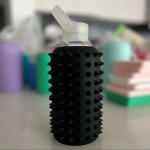 bkr Little Spiked Jet - Gently Used black spiked glass water bottle